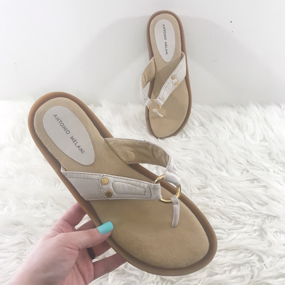 Seashore Thong Sandal Leather Upper Creamy White